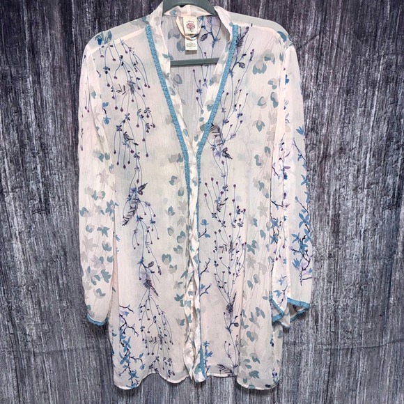 In Bloom By Jonquil Other - In Bloom by Jonquil Sheer Floral Midi Robe Women Size M/L (NO BELT)